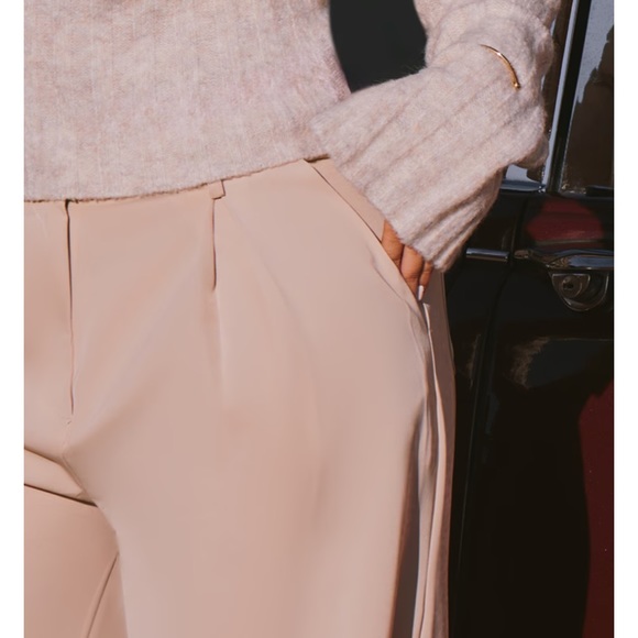 NWT PrettyLittleThing Natural Stone Floaty Tailored Wide Leg Trousers - Picture 4 of 10